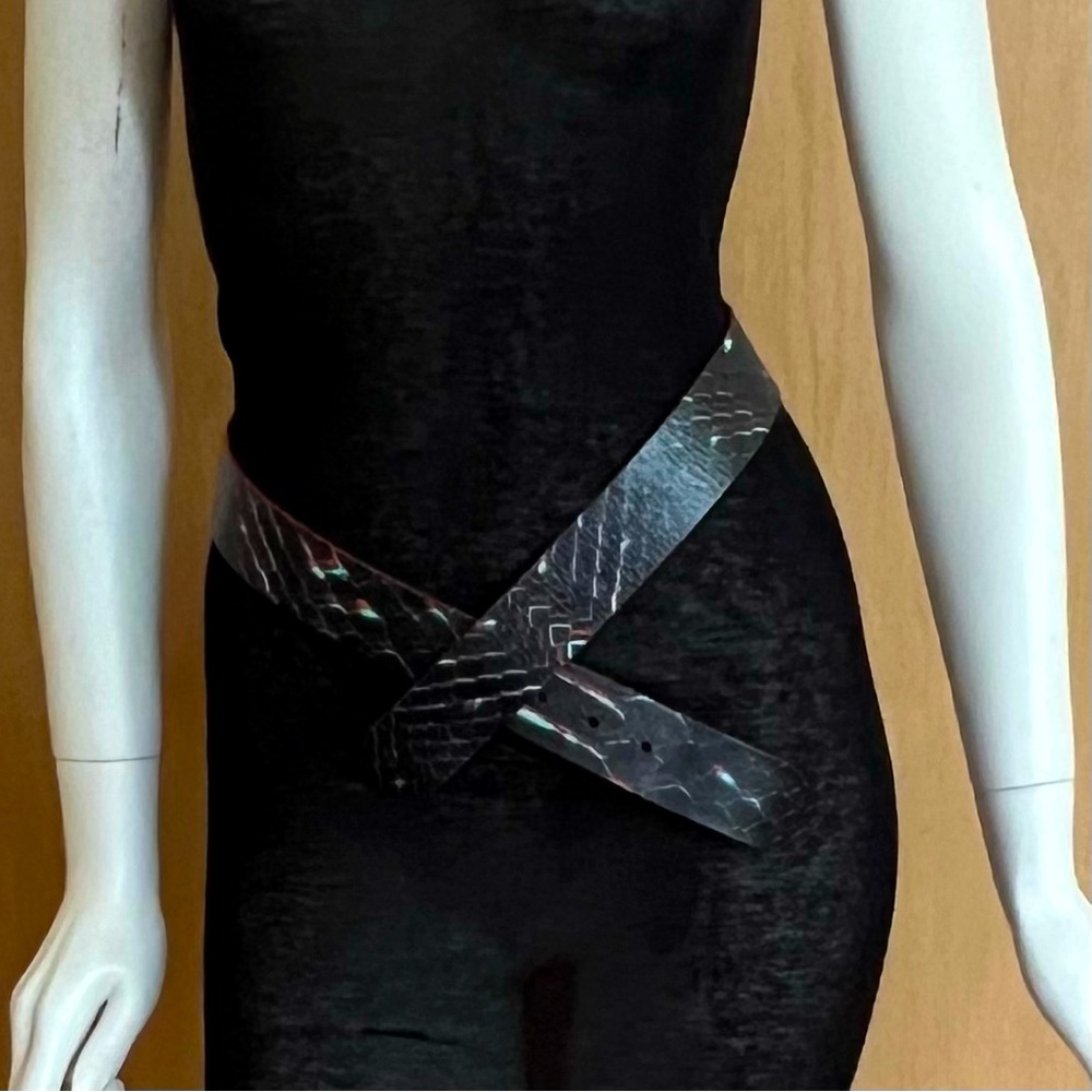 MAISON MARTIN MARGIELA Abstract Snakeskin Print Leather Belt